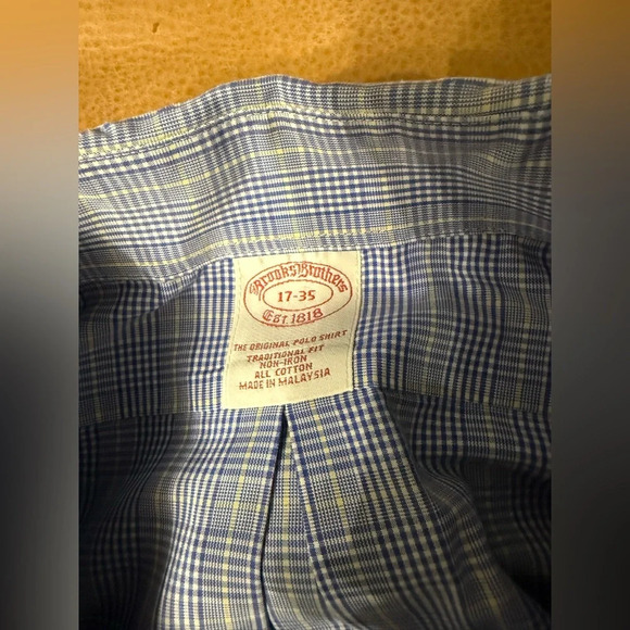 Brooks Brothers Blue And Yellow Plaid Button Up Shirt Size 17-35 - Picture 3 of 8